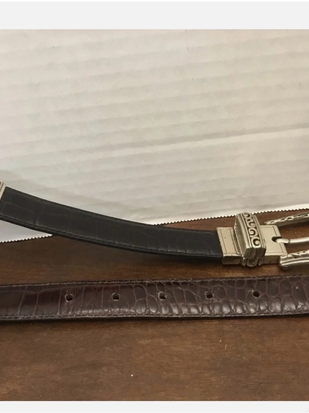 Brighton Belt 43100 Sz M/30 Brown Black Leather Reversible Silver - Picture 6 of 11